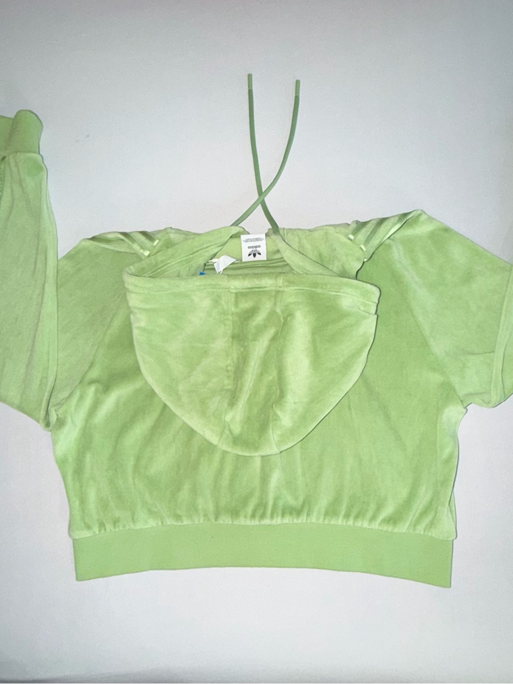 adidas Oman Crop FZ Hoodie & Jogger Set Chalk Green - Picture 10 of 16